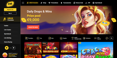 ZetCasino predogled spletnega mesta